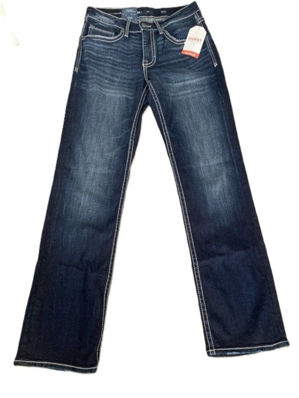 BKE Jake Bootcut Dark Blue Contrasting Stitch Superior Denim Jeans 30 x 32